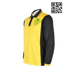 P506 拼接撞色長袖polo衫 設計訂做 撞色長袖 廣告polo衫 撞色胸筒 扁機撞色 1間 花木行業團體polo衫 polo衫公司    金黃色 P506 拼接撞色長袖polo衫 設計訂做 撞色長袖 廣告polo衫 撞色胸筒 扁機撞色 1間 花木行業團體polo衫 polo衫公司    金黃色